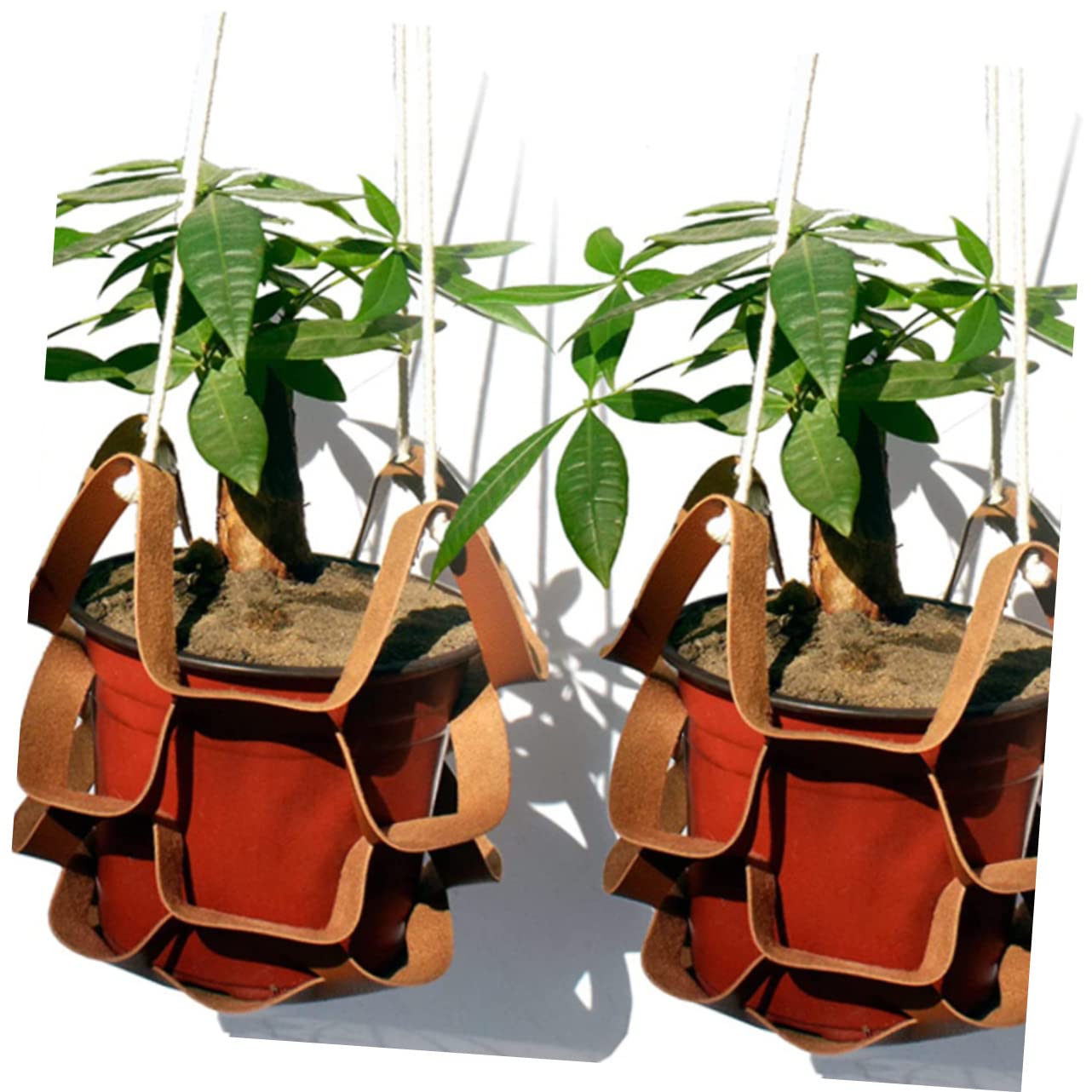 Sosoport 5 Pièces Panier Suspendu Pot de Fleur Organisation rotin Panier à Suspendre Panier de Rangement Suspendu Multi-Panier Pots de Fleurs Porte-Pot de Fleurs présentoir de Plante Cuir