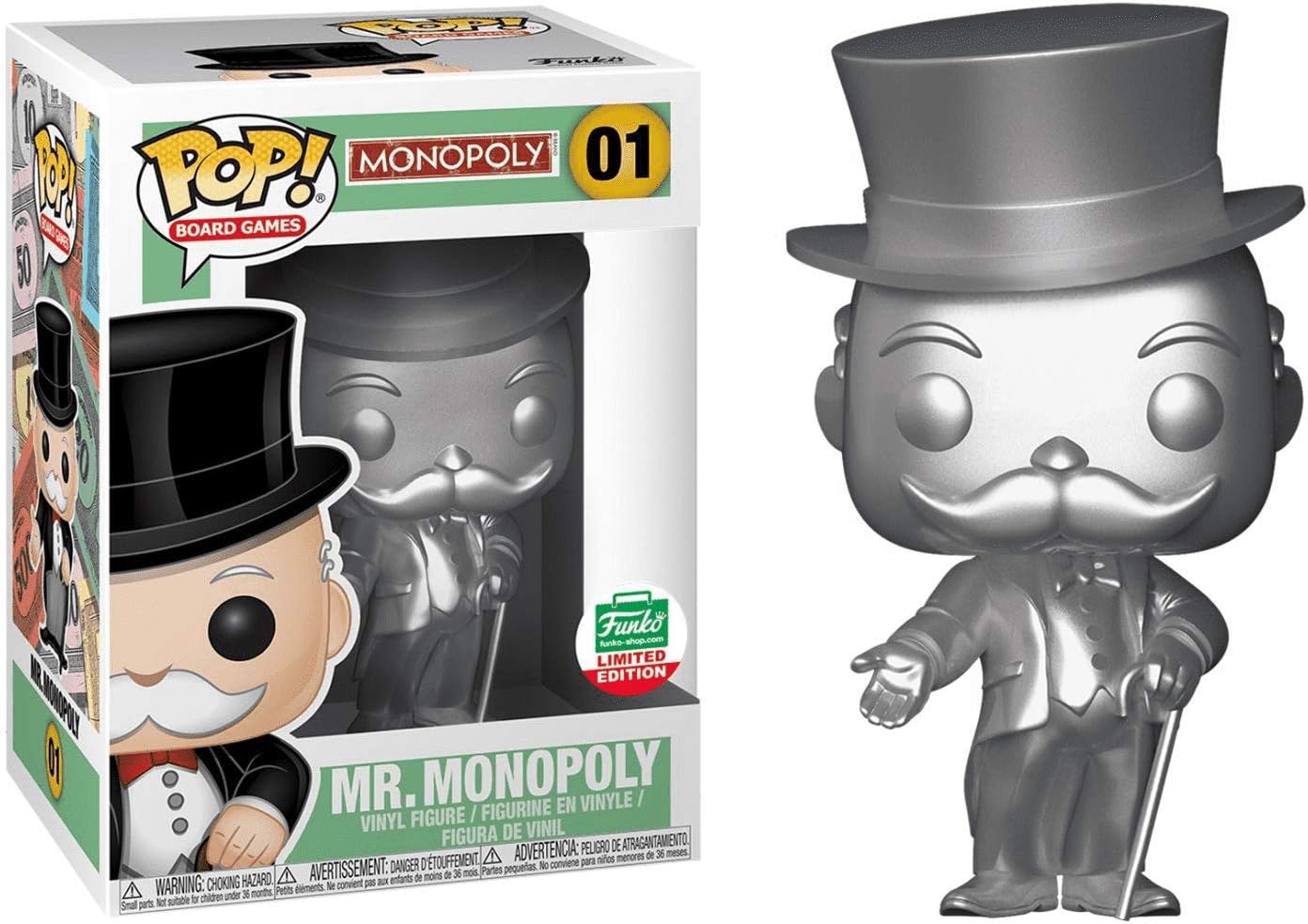 Mr. Monopoly (Funko Shop Exclusive): x Funko POP! Board Games Vinyl Figure & 1 POP! Compatible PET Plastic Graphical Protector Bundle [#001 / 26752 - B]