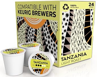 Atlas Coffee Club Coffee Pods Light/Medium Roast, Single-Origin Tanzania, 24 Count Compatible with Keurig K-Cup Brewers 100% Recyclable, Premium Arabica Coffee