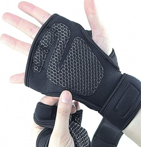 Miniatura 1 de Par de guantes de entrenamiento con ventilación para levantamiento de pesas con soporte para muñeca, antideslizante, protección completa de la