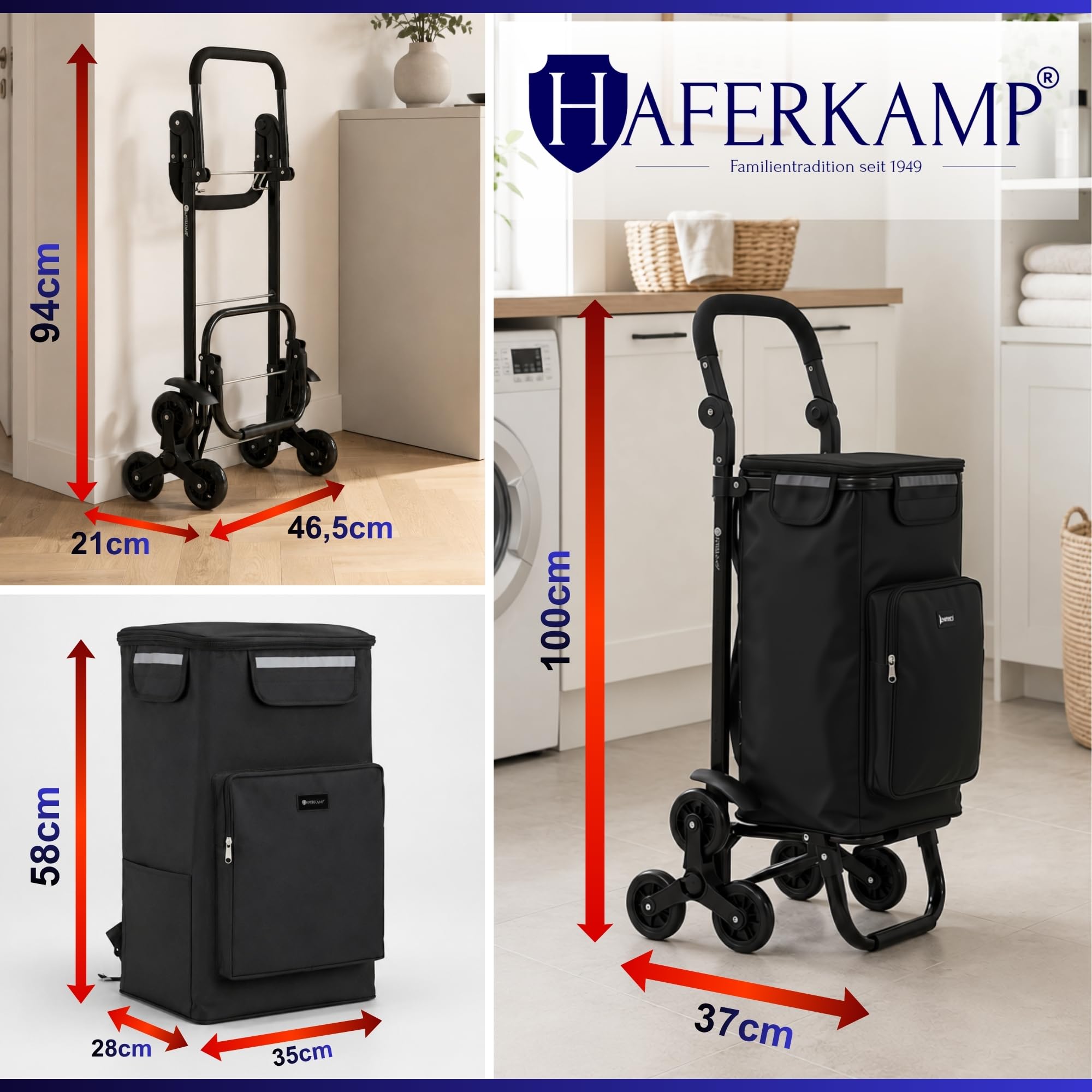 Klappbarer Treppensteiger-Einkaufstrolley TRAGINO 3-in1 Einkaufswagen