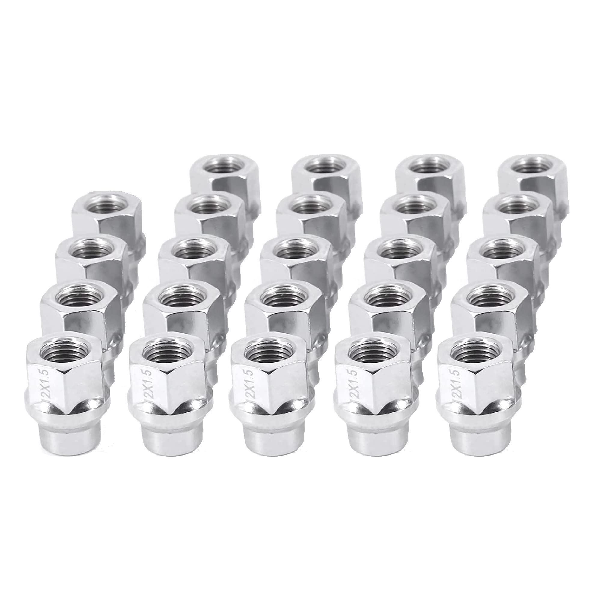 FLYCLE 12x1.5 Chrome Extended Thread Lug Nut, 24PCS M12x1.5 ET Open Ended Lug Nuts 7mm Shank Aftermarket Wheels