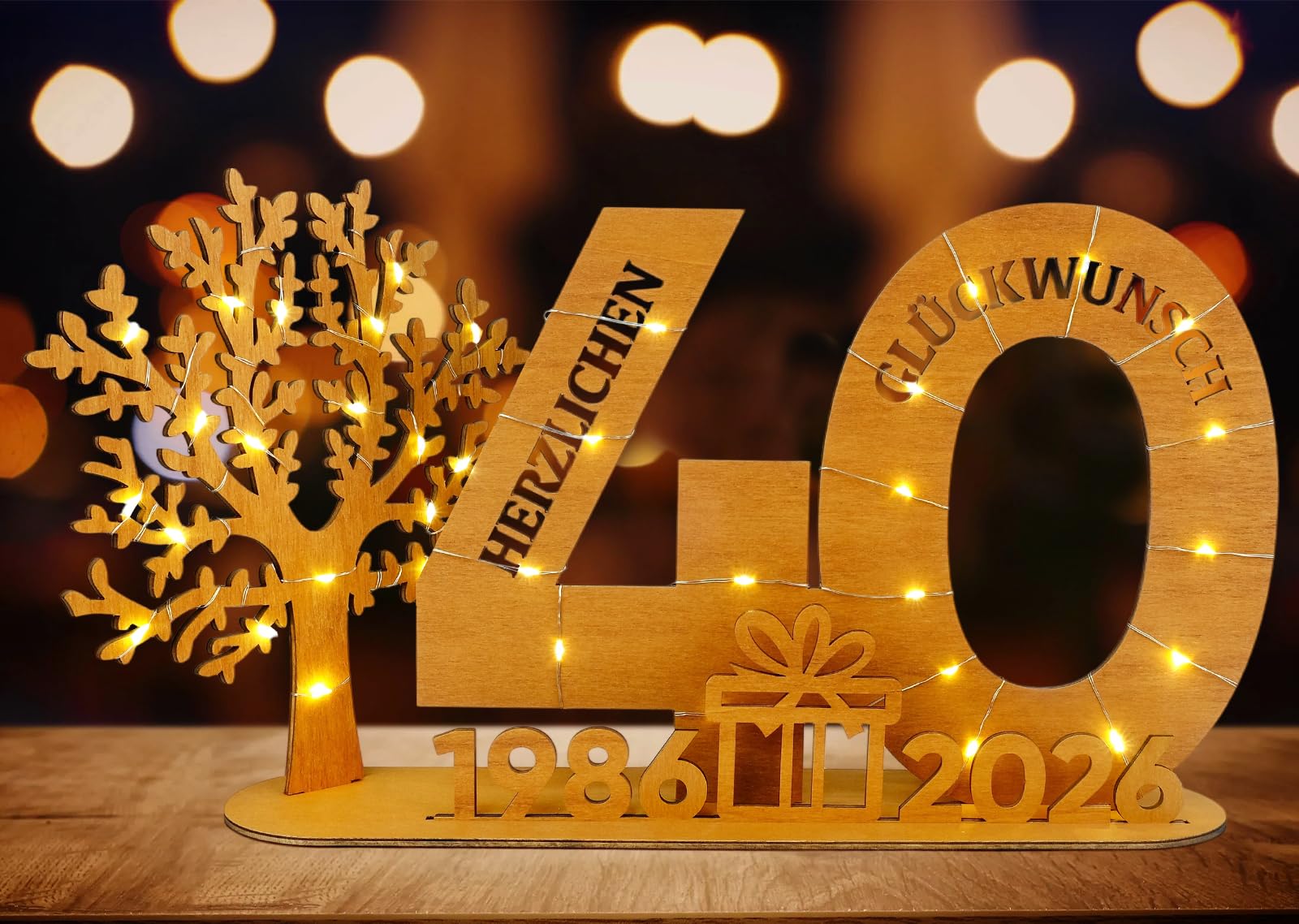 WAREHOUSE Geldgeschenk Geburtstag Holz, Originelle Geburtstag Geschenk Frauen & Männer, DIY Dreidimensionale Bäume Deko Schild Gästebuch Geburtstagszahlen Holz Schild Gäste