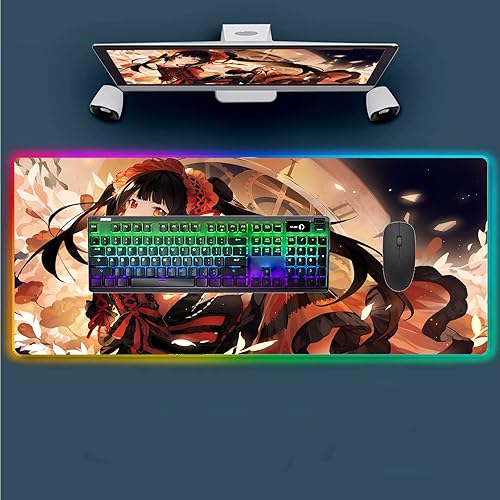 Mouse Pads Anime Girl Sexy RGB Mouse Pad XXL Gaming Pads Large Mousepad Mause Protector LED Keyboards Office Gamer Keyboard Pad 27.55 inch x12 inch
