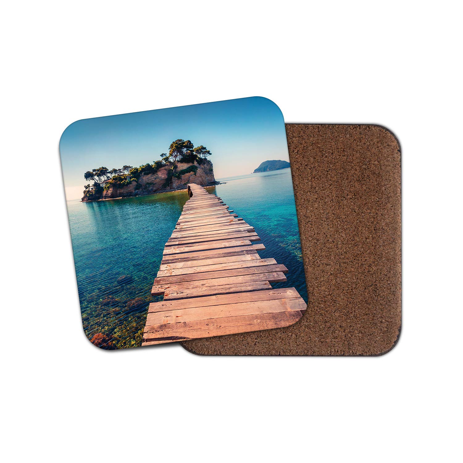Destinationvinyl Multicolor 1 X Cameo Island Bridge Coaster - Zakynthos Greece Holiday Ocean Travel #14924