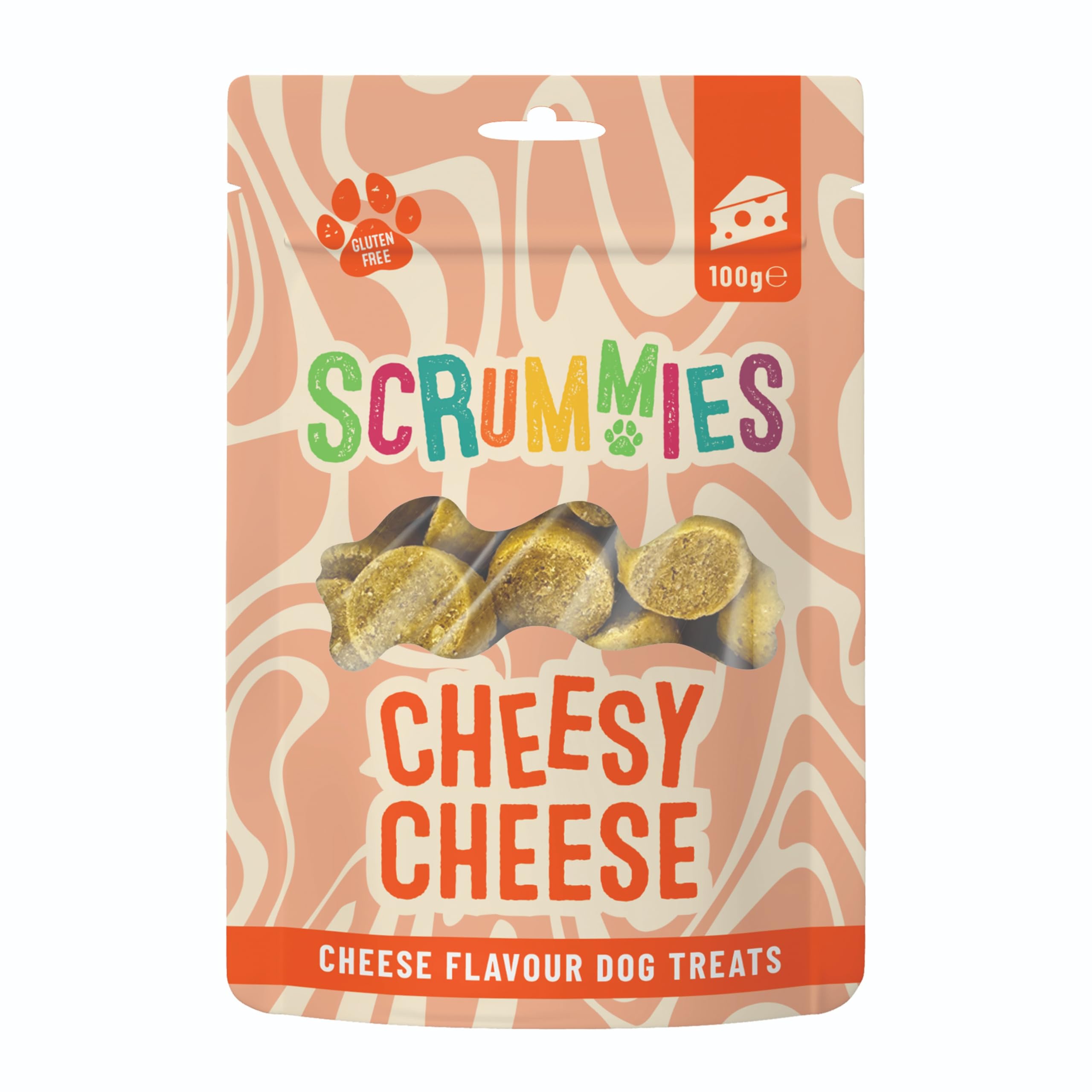 Scrummies Cheesy Cheese Dog Treats Oven Baked Bite Size Treats, Gluten Free, No Added Sugar, Low in Fat Healthy Cheese Flavour Treats for Dogs 12+ Weeks | 100g