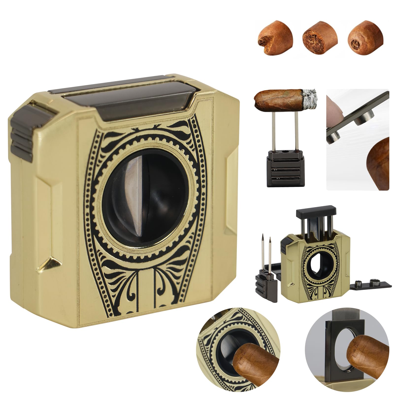 Cigar Cutter 5-in-1 Featuring 2 Cigar Cutters & 2 Cigar Punch and a Nubber