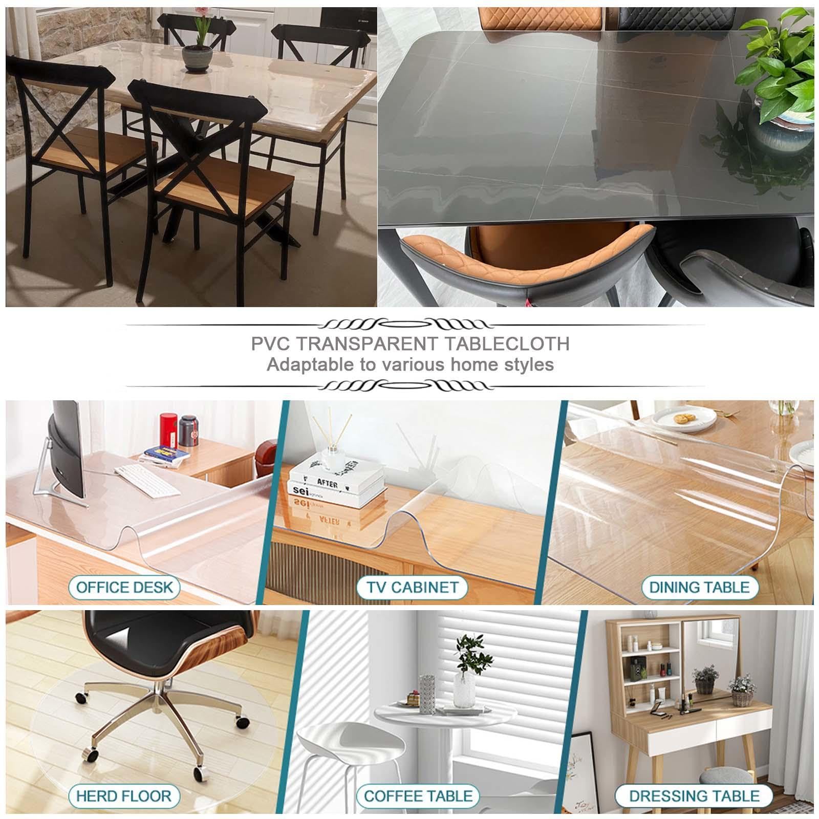 Nappe en PVC transparent de 2 mm d'épaisseur, nappe de table en vinyle résistant à la chaleur pour salle à manger, 75 x 150 cm, protecteur de table en plastique imperméable, parfaite pour la maison et