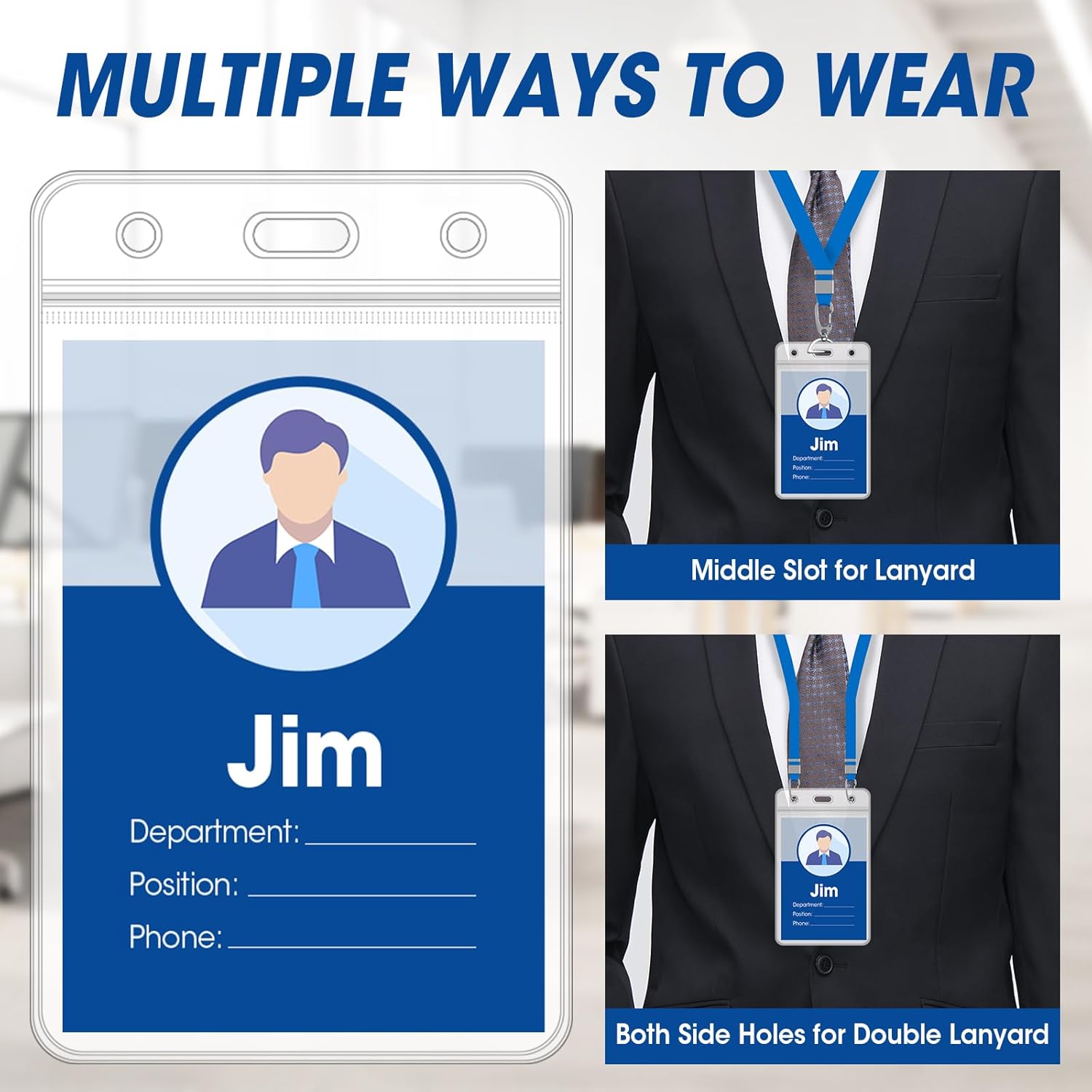 100 Pcs Vertical Badge Holders, Waterproof ID Badge Holder, Clear ID Card Holder with Resealable Zip for Proximity Cards, RFID, Credit Cards - Image 4