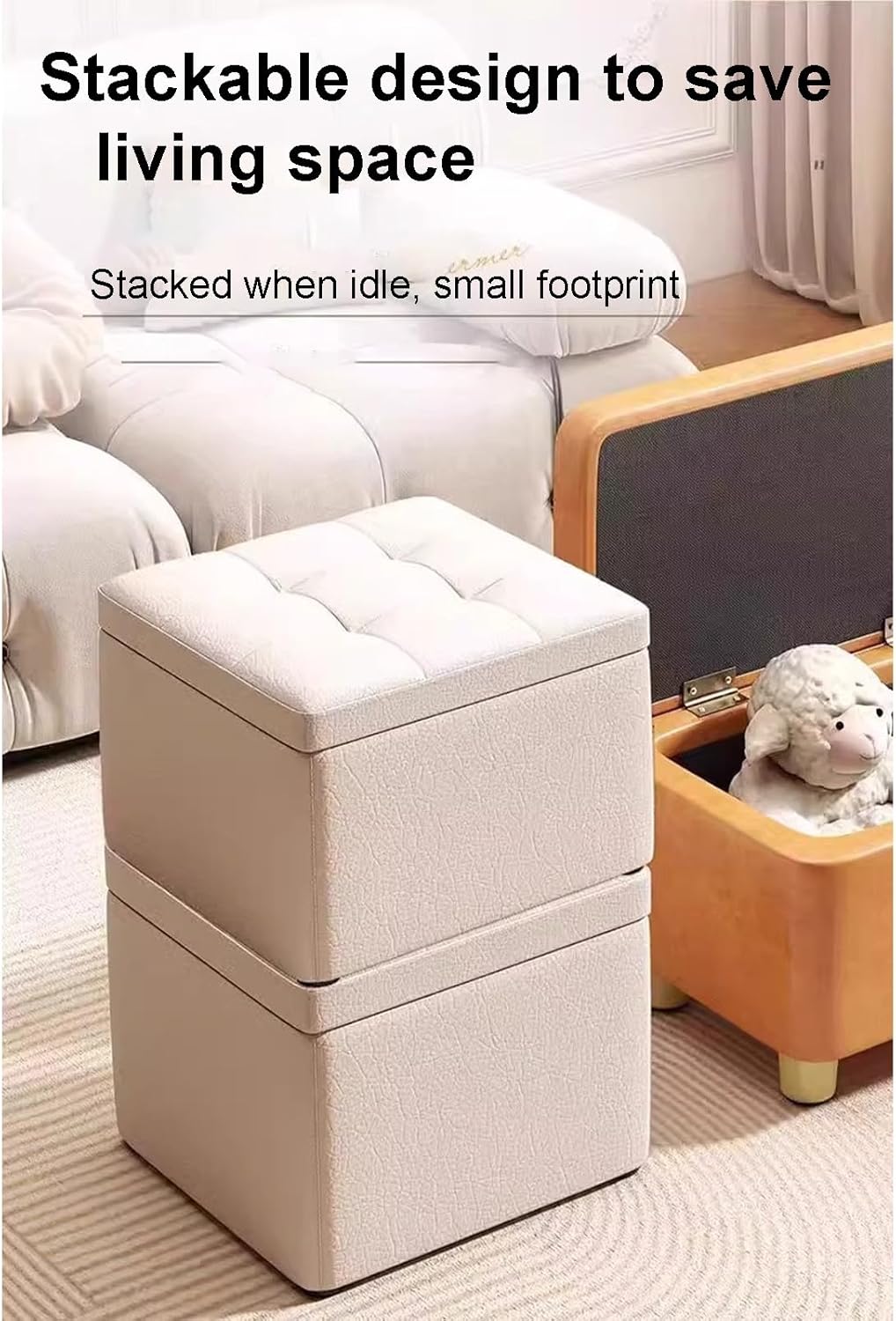 Foldable Storage Bench, Stackable Shoe Rack for Entryway, Stylish and Compact, Perfect for Living Room, Bedroom, Porch, and Closet (Gray, Small)
