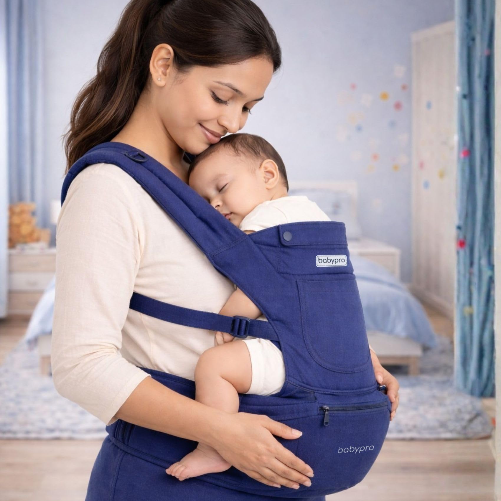 BabyPro Baby Carrier, Hip Seat with 9 Carry Positions for 6 to 24 Month Babies, Adjustable Newborn-to-Toddler Baby Carrier with Padded Hip Seat & Ergonomic Support for Parent & Baby, Up to 15 kg-image-7