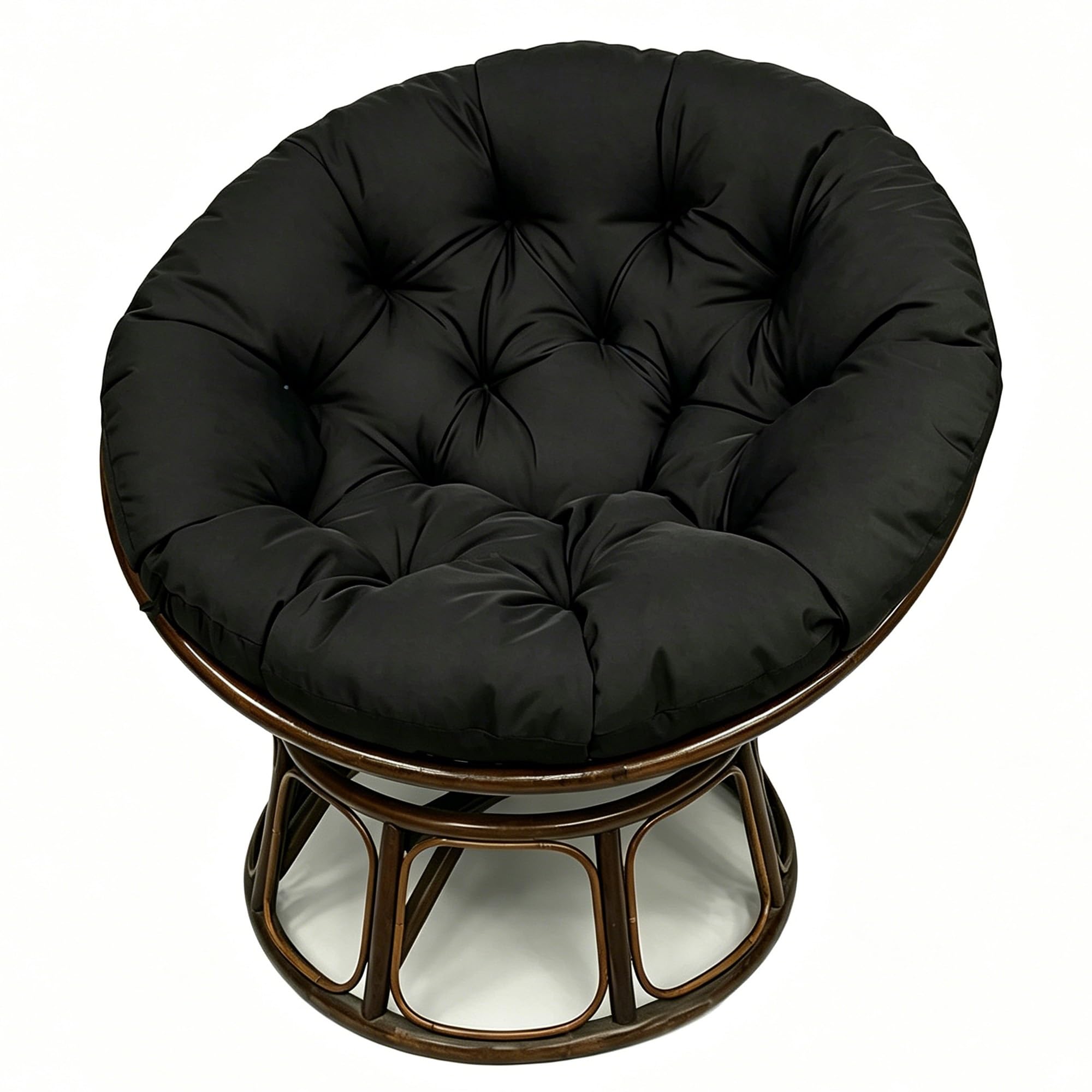 yanbinlife Cushion - Bucket & Moon Chair Comfy Round - Floor Pillow, Soft Circle Chair Cushion with Ties for Oval Saucer Egg Chairs (Frame Not Included)(Black,47.2 x 47.2 in)