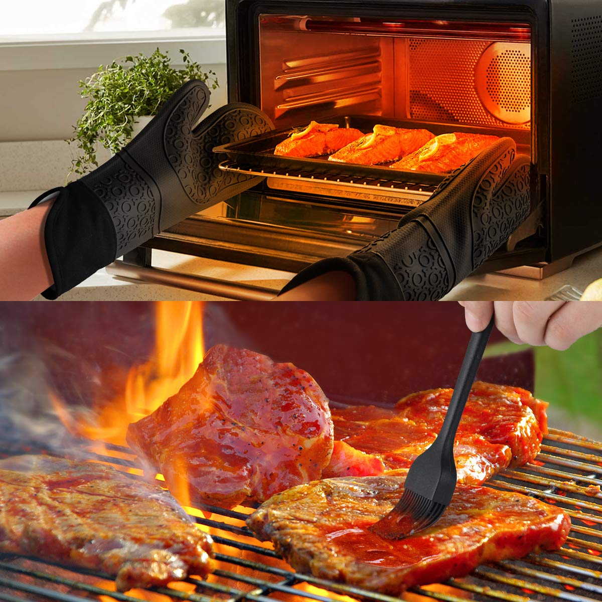 2 Gants De Cuisine En Silicone Résistants À La Chaleur – Design Hibou Mignon, Antidérapants, Jusqu’à 240°C
