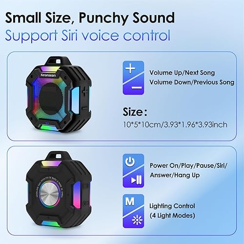 Miniatura 9 de Altavoz de ducha Bluetooth  Altavoces Bluetooth portátiles, IPX7 impermeable altavoz de ducha inalámbrico, altavoz al aire libre con luces, BT5.4,