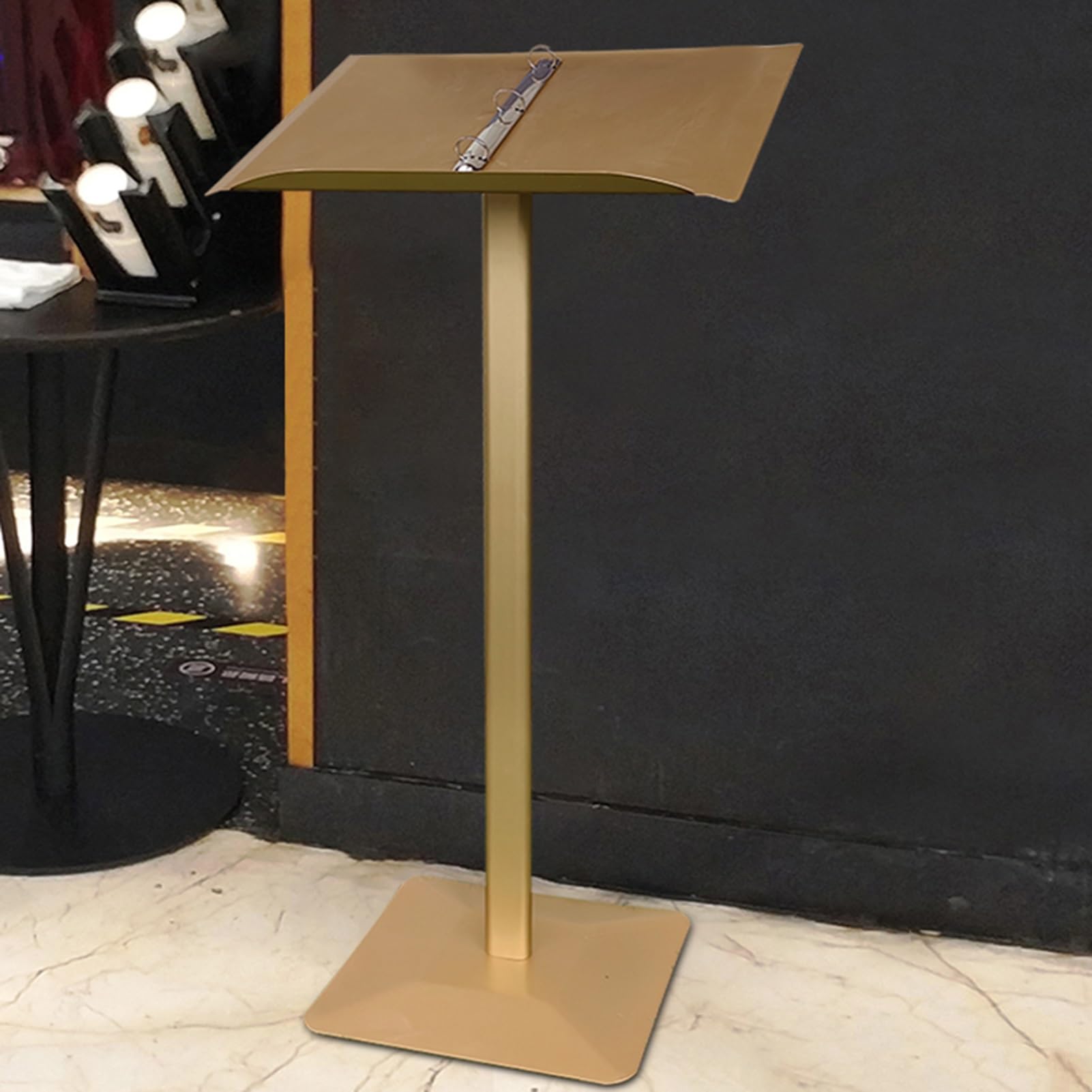 Soporte de menú independiente, versátil soporte de metal para folletos, carpetas, carteles, podio para menús y promociones (C-32 x 28 x 115 cm)