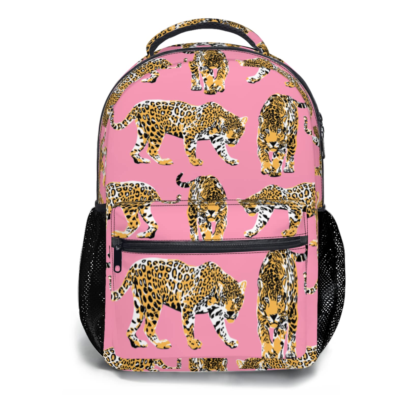 Pink Cheetah Backpack for Boys Girls Preppy Leopard Tiger Durable Casual Basic Kids Bookbag Cute Animal Lightweight School Bag for Teens Students