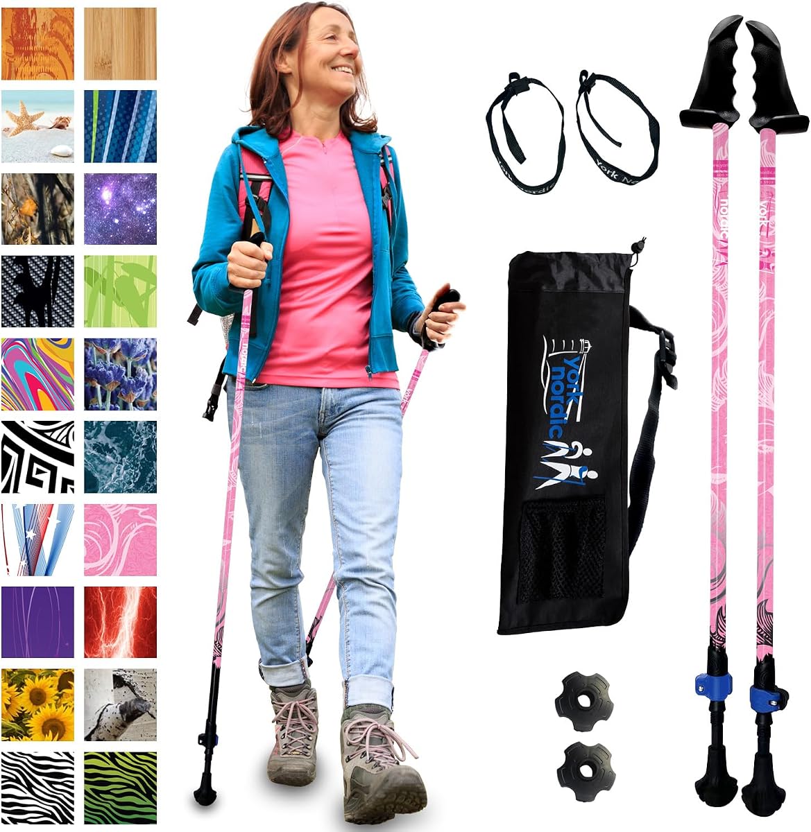 Motivator Walking Poles for Balance and Rehab - Patented Stability Grips - Lightweight, Adjustable, and Collapsible - 2 Pieces Adjustable w/flip Locks - Heights 4'6" up to 6'2" - 230 lbs