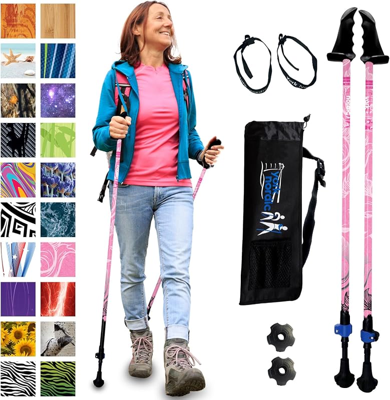 Motivator Walking Poles for Balance and Rehab - Patented Stability Grips - Lightweight, Adjustable, and Collapsible - 2 Pieces Adjustable w/flip Locks - Heights 4'6" up to 6'2" - 230 lbs