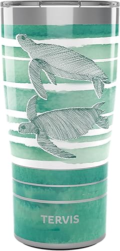 Miniatura 1 de Tervis Traveler Guy Harvey  Freeswim Turtle - Vaso aislado de triple pared para viaje, mantiene las bebidas frías y calientes, 20 onzas, acero