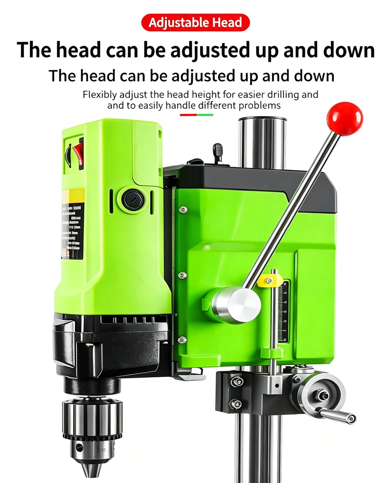 Taladro de Columna Eléctrica Mini, Mesa Máquina de Perforación, Interruptor de 6 Velocidades Ajustables, Portabrocas de 1,5~13 mm, Máx 2800 Rpm