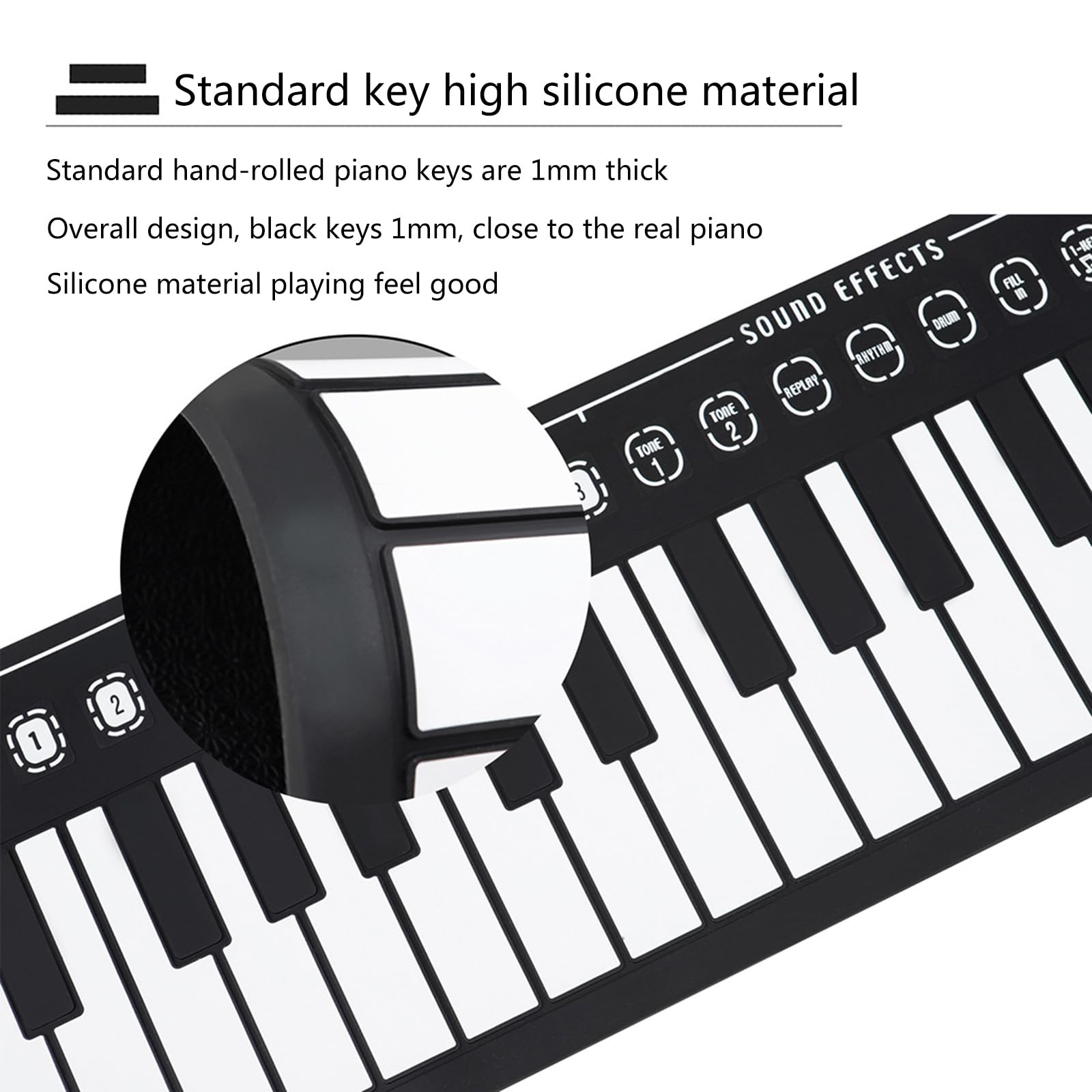 Piano portátil de 49 teclas, instrumento musical, plegable, teclado electrónico portátil para principiantes