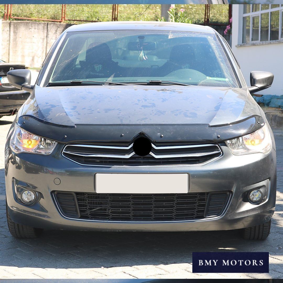 BMY Hood Deflector/Front Bug Shield Compatible for Citroen C-Elysee 2012-2023 Hood Guard Bonnet Protector | Particles & Bug | Car Accessories