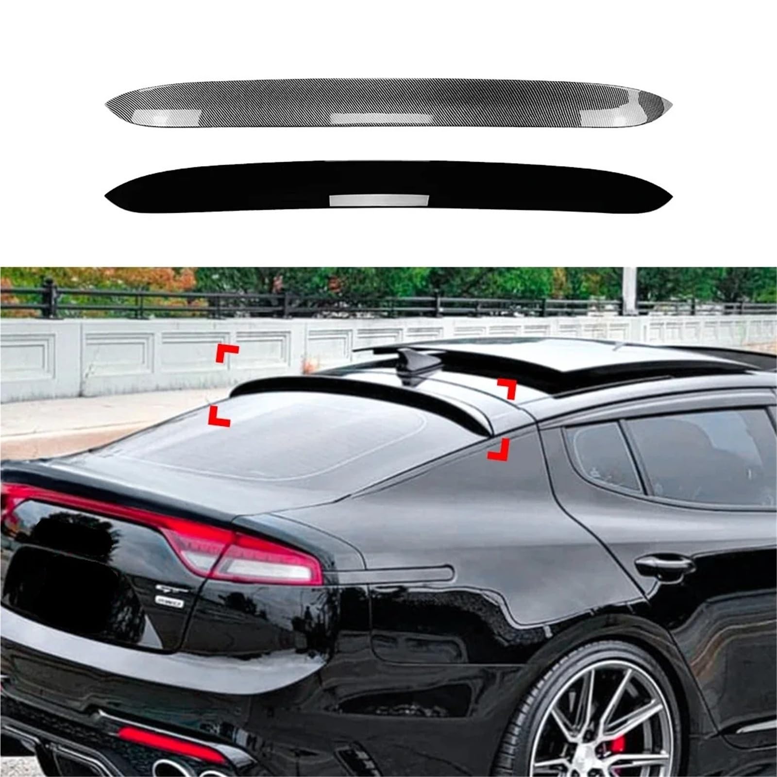 Tylne skrzydło spojlera dachowego wargi kompatybilne z KIA Stinger 2017 2018 2019 2020 2021 2022 2023 tylne skrzydło spojlera bagażnika rozszerzenie wargi(Carbon Fiber Look)