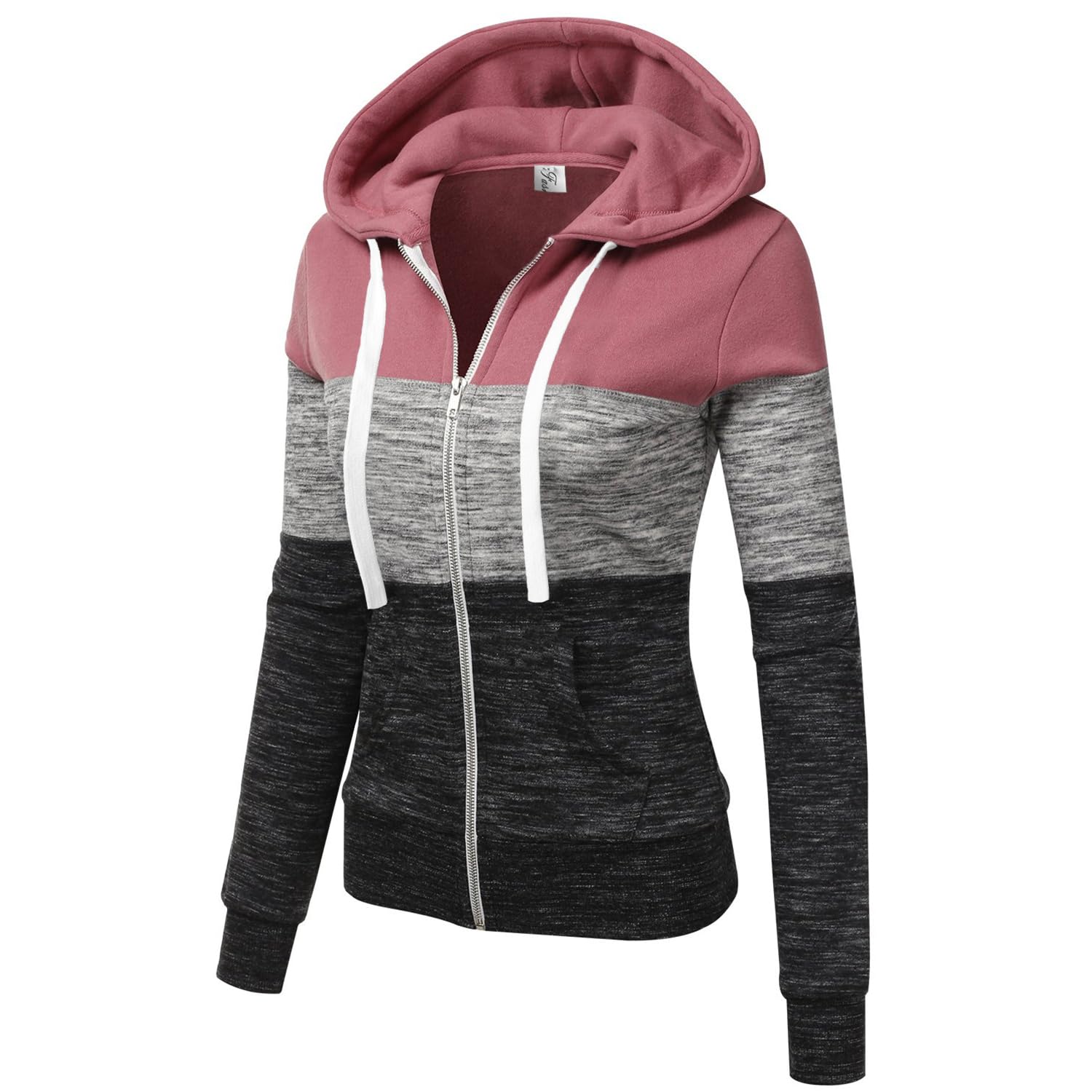 LIAMERHE Donna Felpa con Cappuccio/Felpa con Cappuccio con Zip Felpa da Donna in Pile Sweatshirt Donna Spessa Lunga Classica Hoodie Maglia Manica Felpa di Blocchi di Colore
