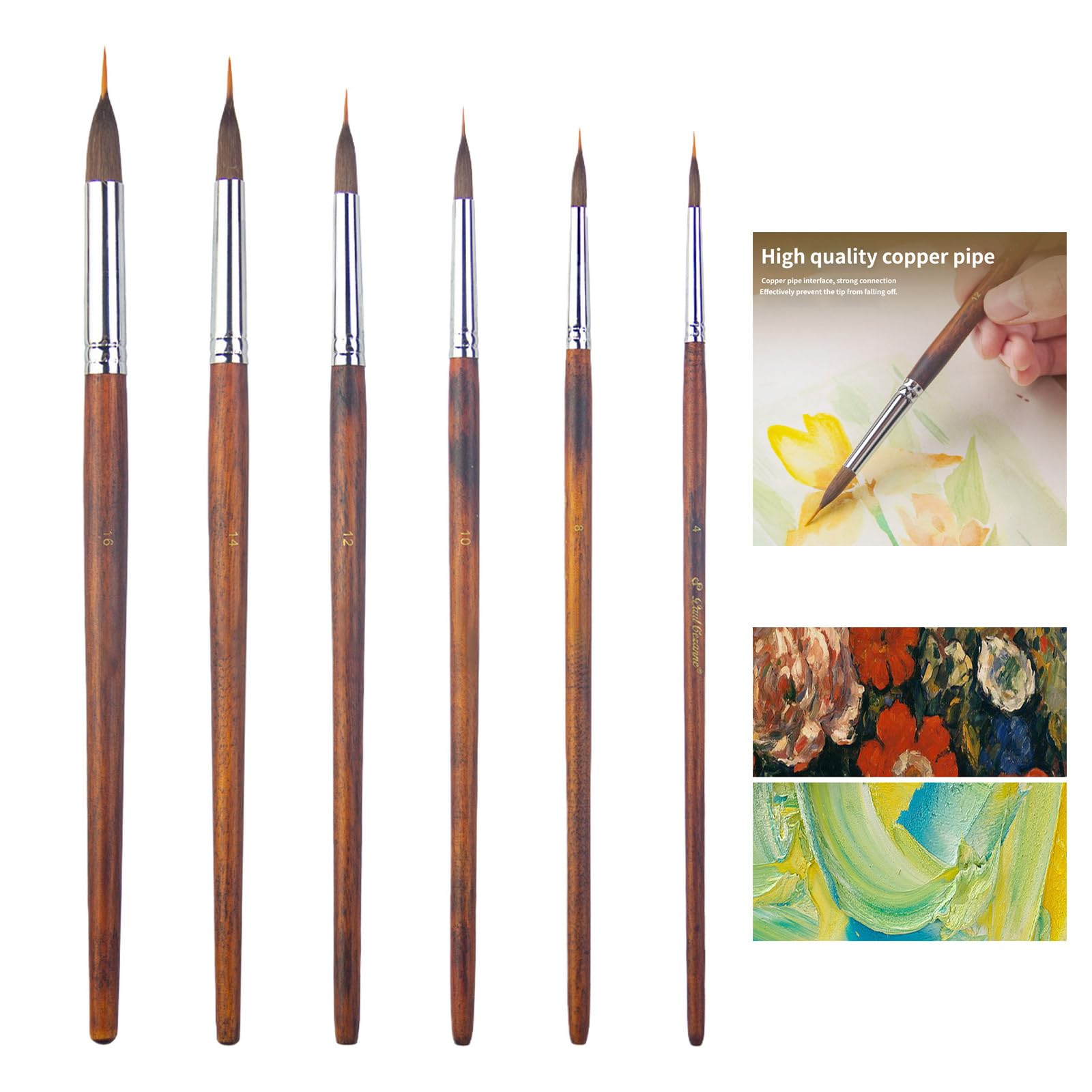 Pinceau de détail avec manche en bois pour artiste aquarelle, G