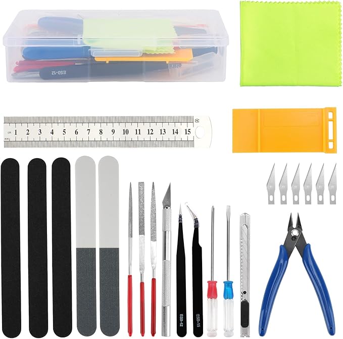 Professional 24PCS Gundam Model Tools Kit Hobby Building Tools Craft Set Gundam Modeler Basic Tools for Basic Model Building, Repairing and Fixing