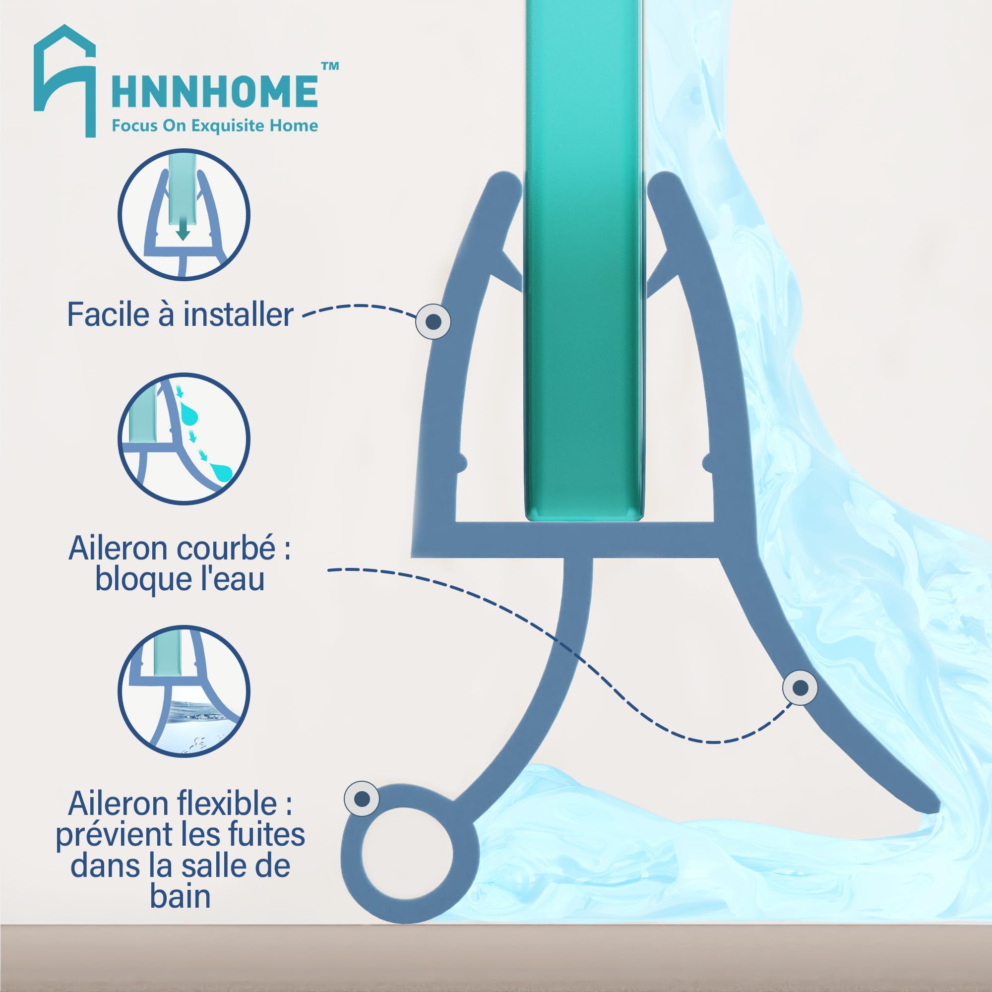 Hnnhome - Lot de 2 joints d'étanchéité en caoutchouc pour porte en verre de 4 à 6 mm incurvée/droite jusqu'à 22 mm d'écart - Jusqu'à 10 mm