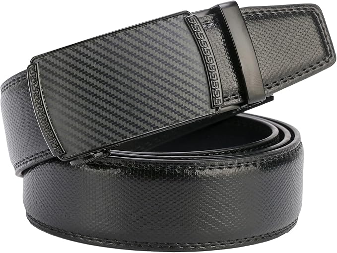 Lavemi men's real leather ratchet dress belt with automatic buckle Clearance