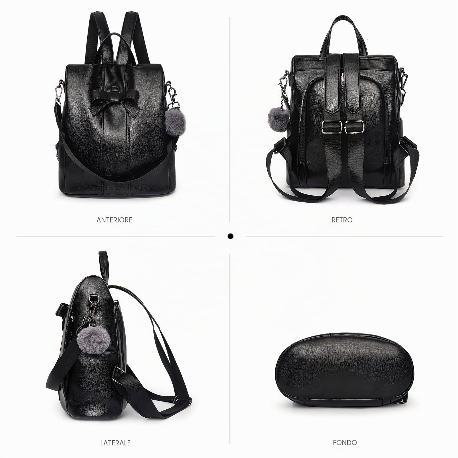 NICOLE & DORIS Zaino Donna Pelle Zaino Antifurto Zainetto Viaggio Borsa da Scuola Zainetti Casual Daypack Grande Capacità Zaino Convertibile Borsa a Tracolla per Shopping Marrone