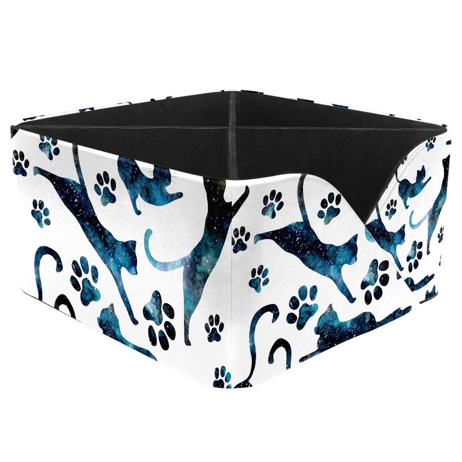 KengjuTesu Starry Sky and Cats Desktop Organizer Pen Holder, Rectangular Pencil Cup for Office, Study and Makeup Stations