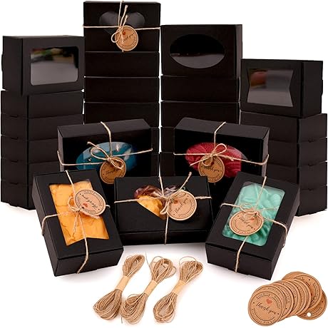 Moukiween Soap Boxes: 32 Black Boxes for Homemade Soap