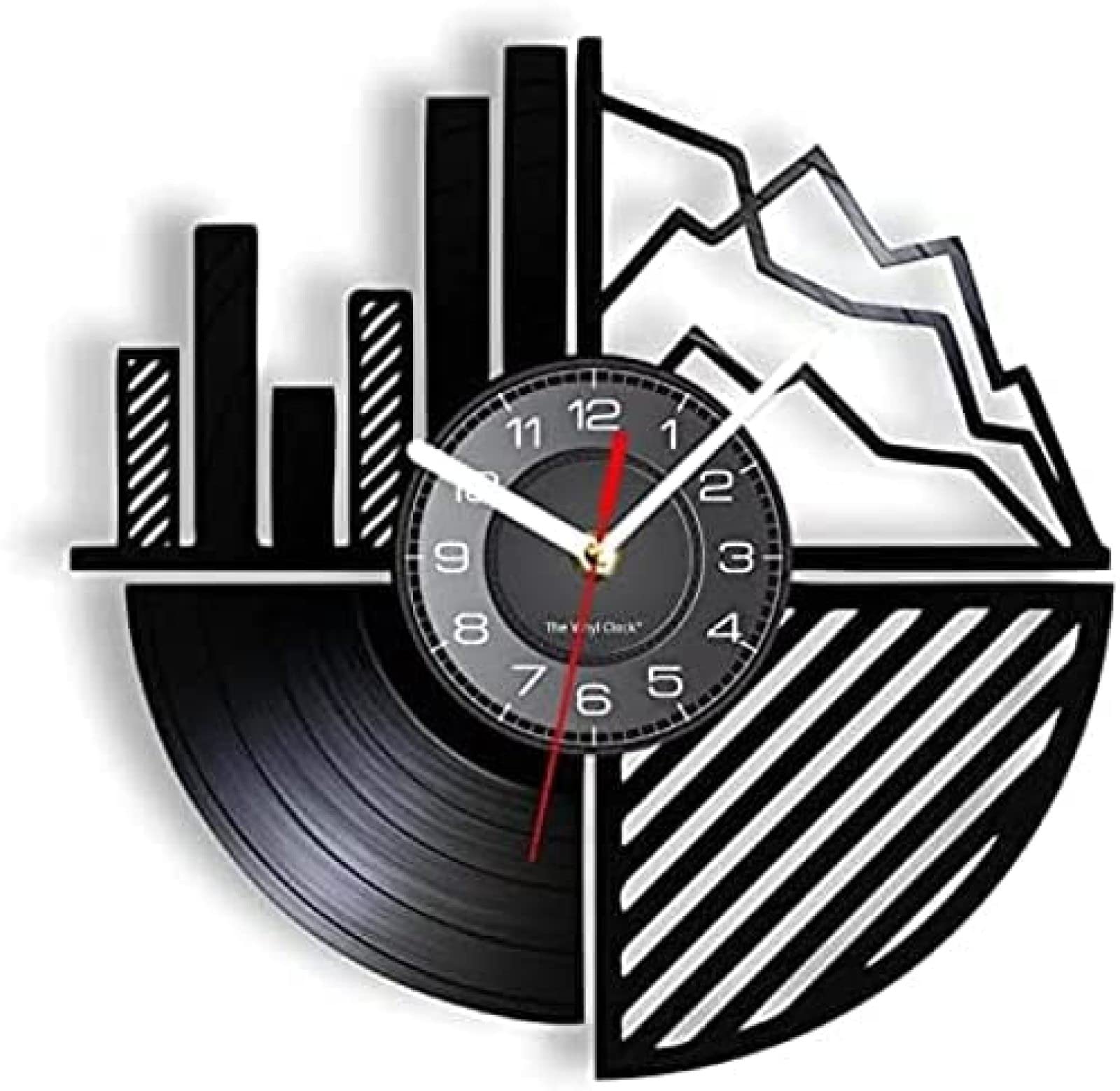 Horloge Murale Disque Vinyle Silencieuse Déco Bureau Bourse Fin des Murs Monotones