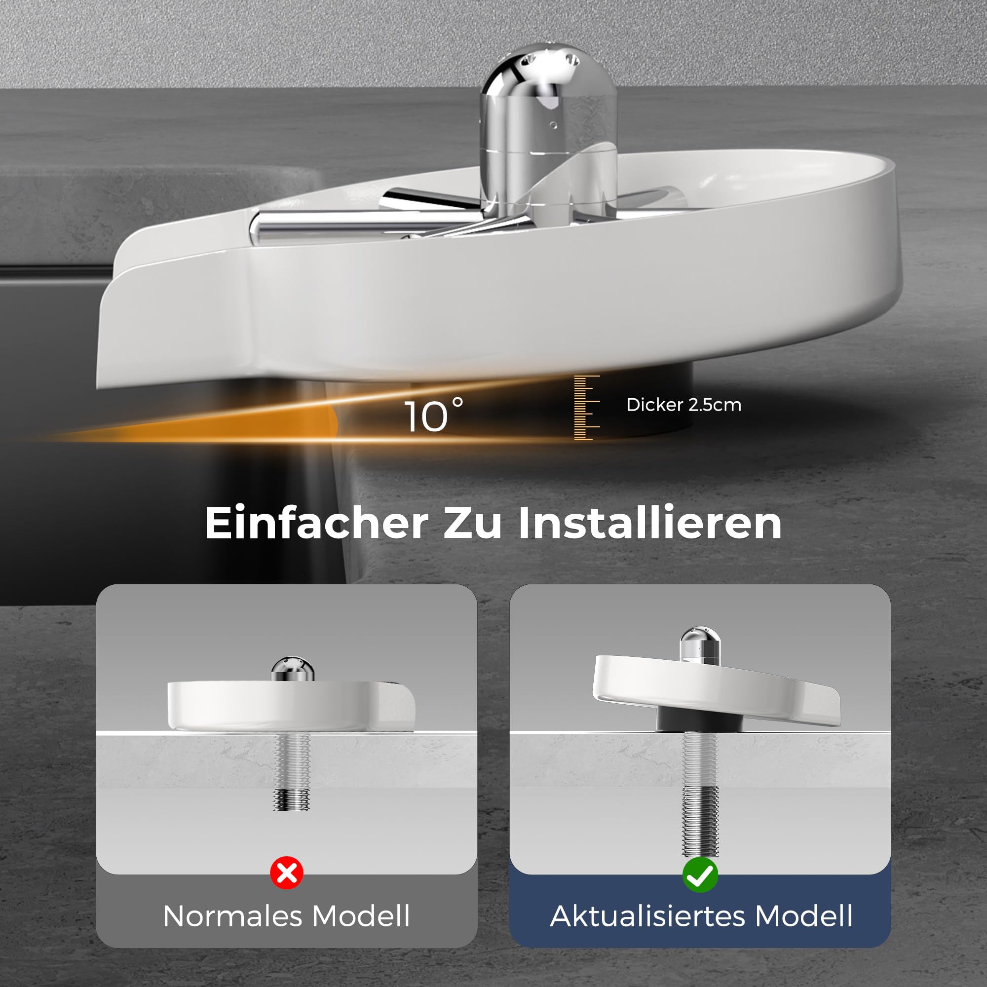Vancoco Automatische Edelstahl Glasspüler für Küchenspülen Tassenreiniger Flaschenwascher für Bar Restaurant Babyflasche Cafés mit 360° Drehbaren Düsen （ Weiß）