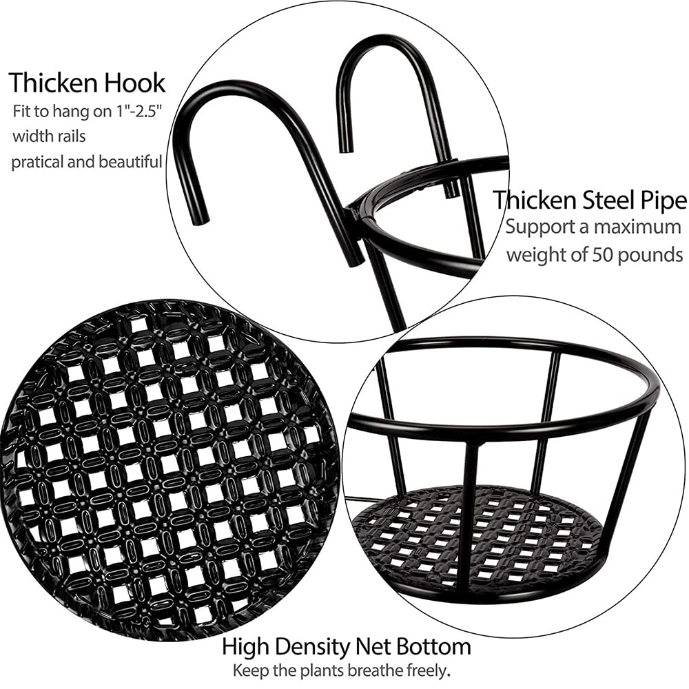 Rayking 111PCS Hanging Railing Planter Iron Art Hanging Baskets