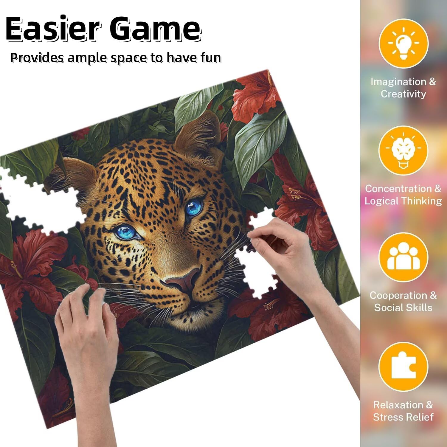 Jigsaw Puzzle, 2000 Pezzi Puzzle Classici, Giungla Puzzle Rilassamento Intelligence, Mpossibile Difficile Puzzle Impegnativo per Adulti Puzzle Gioco Familiare, Regalo per Amore Amico Leopardo fr0-760