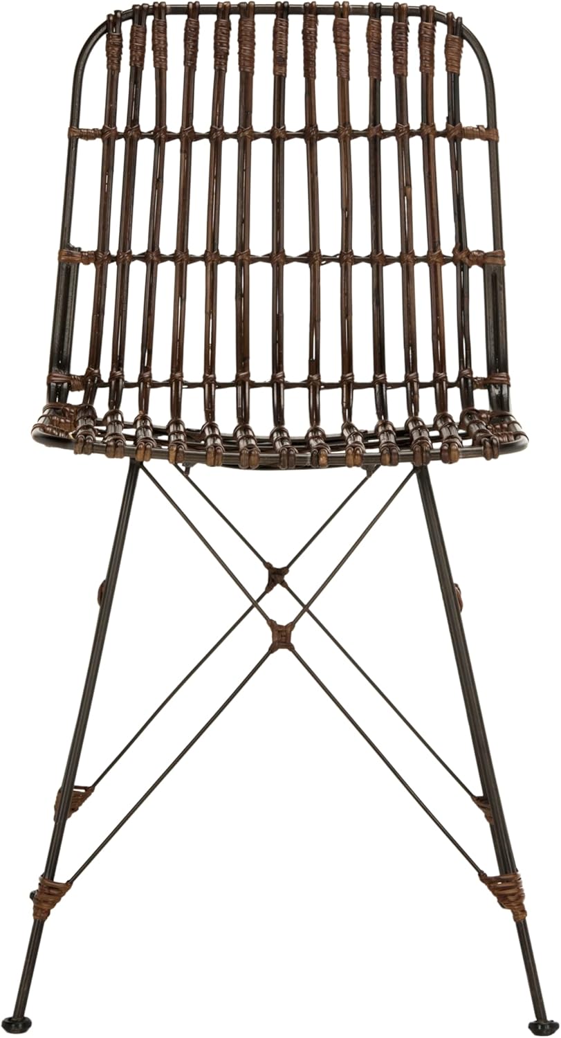 Safavieh Home Minerva Brown and Black Wicker Dining Chair, Set of 2