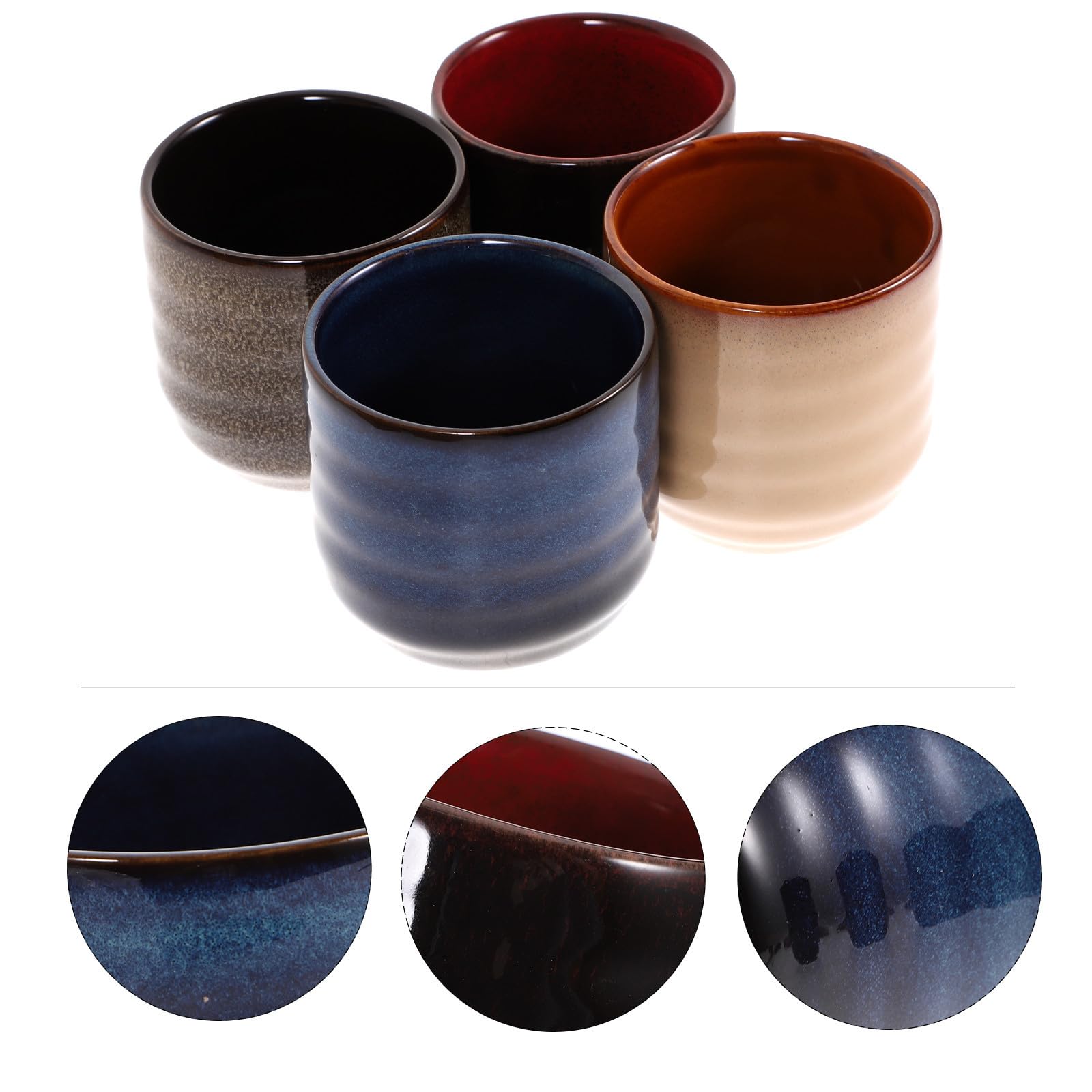 STOBAZA 4 Tazas de Cerámica Estilo Japonés para Té Negro y Blanco, Vajilla Retro Delicada Hogar, Diseño Vintage y Funcionalidad Taza