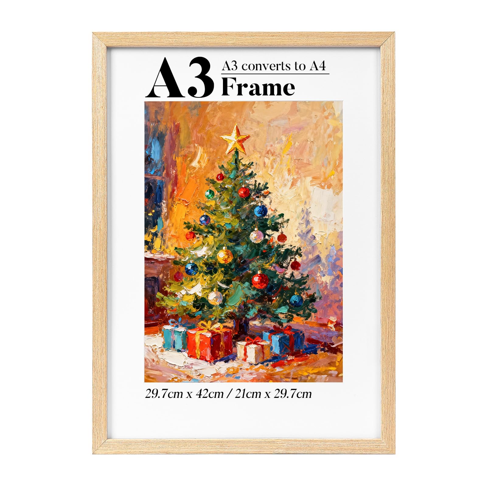 HOUSE DAY A3 Frame,Solid Wood A3 Picture Frame with A4 Mount,Wall Hanging A3 Photo Frame Poster Frame for Family, Landscape,Pet Memorial,Wedding,29.7x42cm,Pack of 1 — image 1