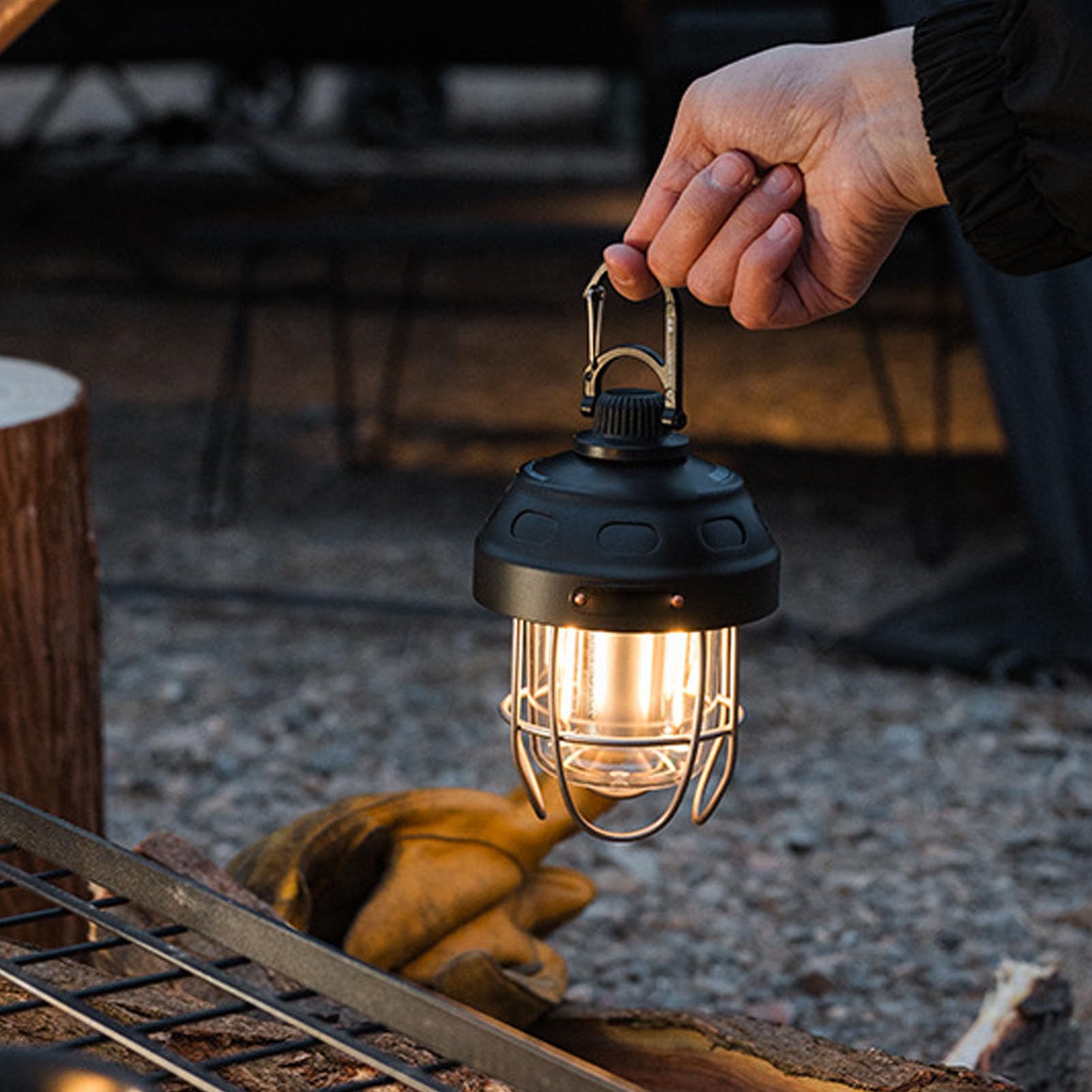 Lange Akkulaufzeit, Retro-Camping-Laterne, Stufenloses Dimmen, Tragbare Metall-Zeltleuchte Zum Wandern, Vintage-Zeltlampe
