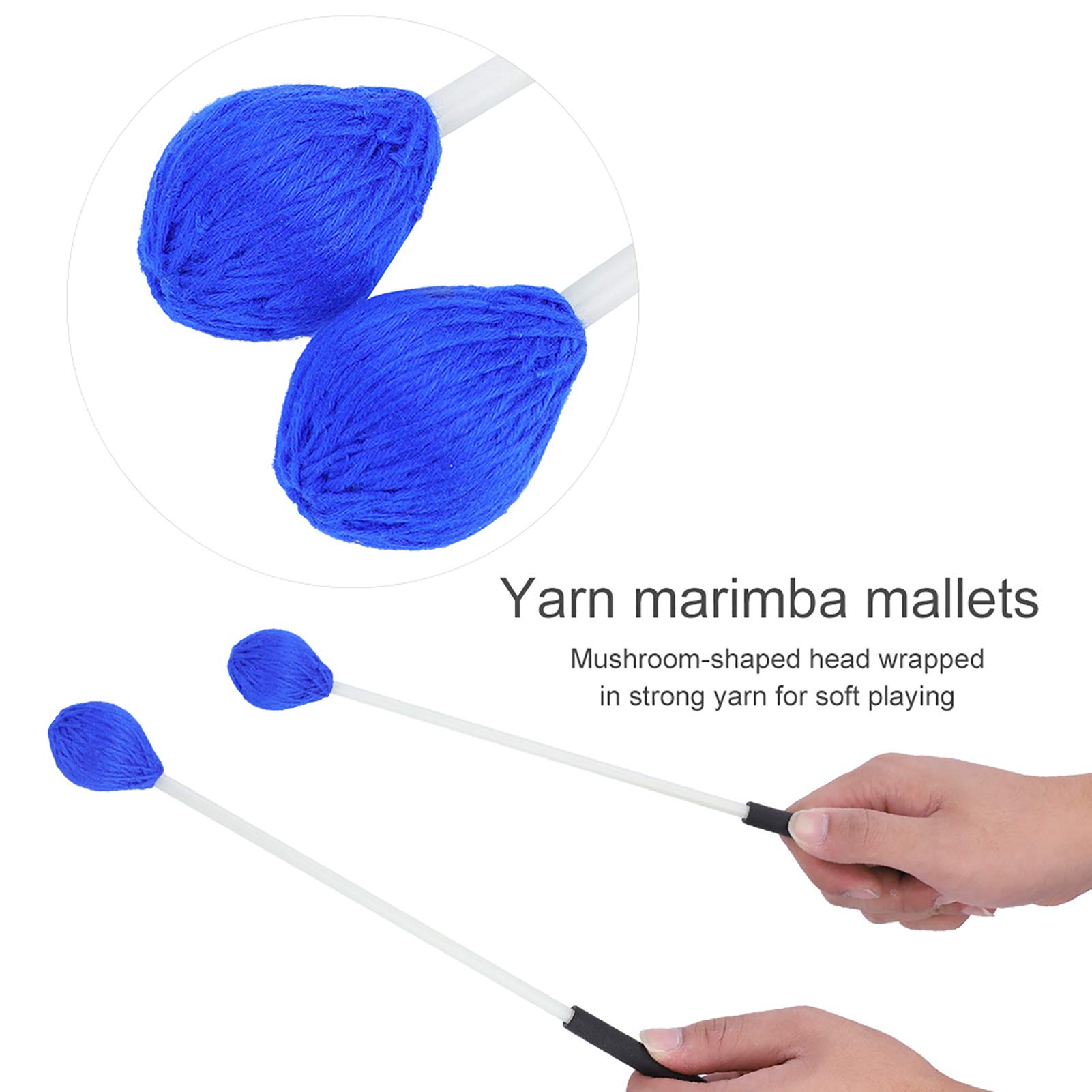 1 paio di bacchette per Marimba in filato, bacchette per marimba con tastiera soft touch, robuste con manici in fibra di vetro, pregevole fattura per gli amanti della musica, principianti,