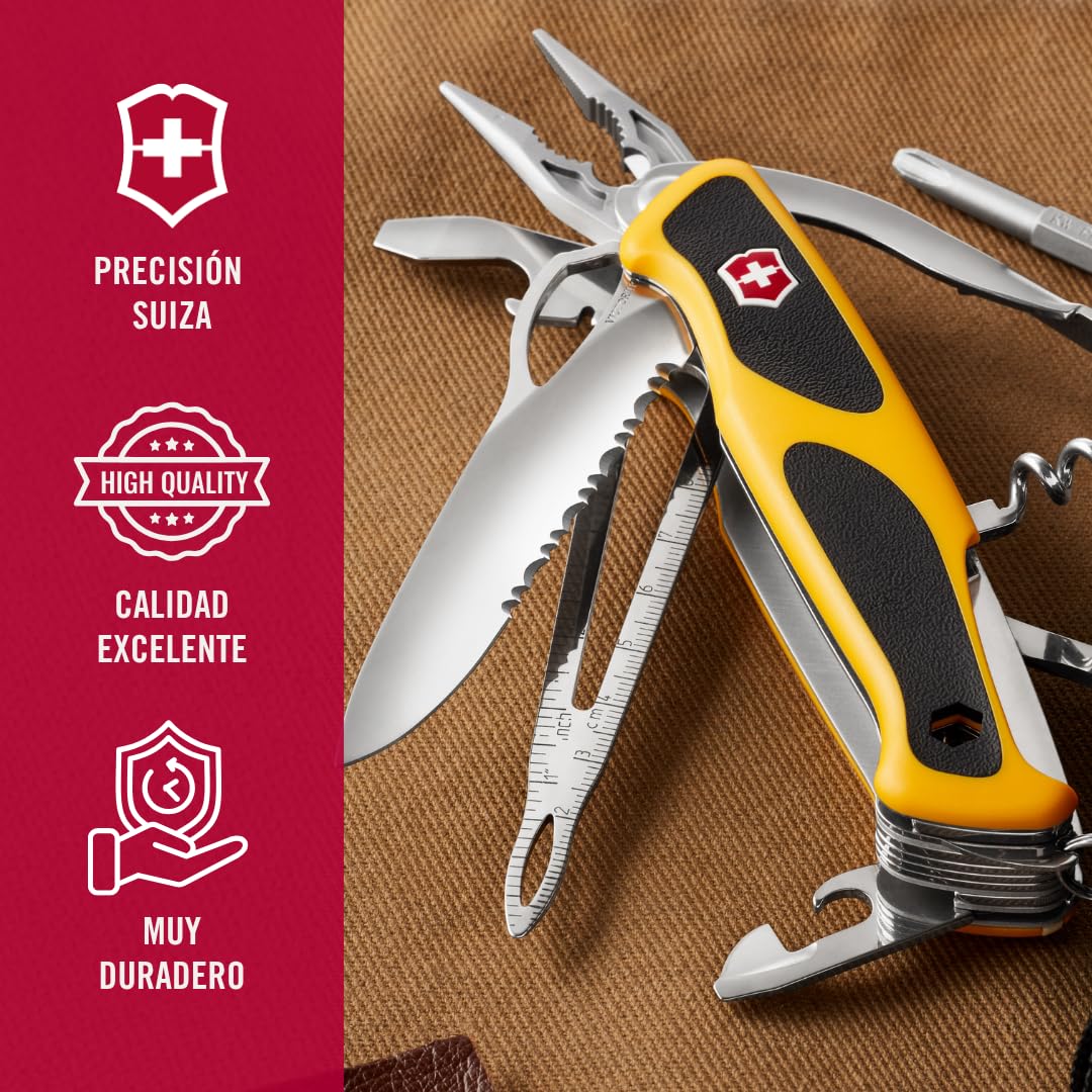 Victorinox Ranger Boatsman MW Grip, Navaja Multiuso Suiza, Cuchillo bolsillo, Regalo, 22 Funciones, Needle-nose pliers, Nut wrench, Bloqueable, Hoja para una mano