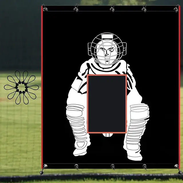 Black Vinyl Batting Cage Backstop with Strike Zone - Durable Baseball/Softball Net Saver