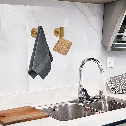 Miniatura 2 de TocTen Gancho para toallas de baño, fuerte gancho autoadhesivo para bata, acero inoxidable SUS 304 para pegar en la pared, gancho para ropa, sin