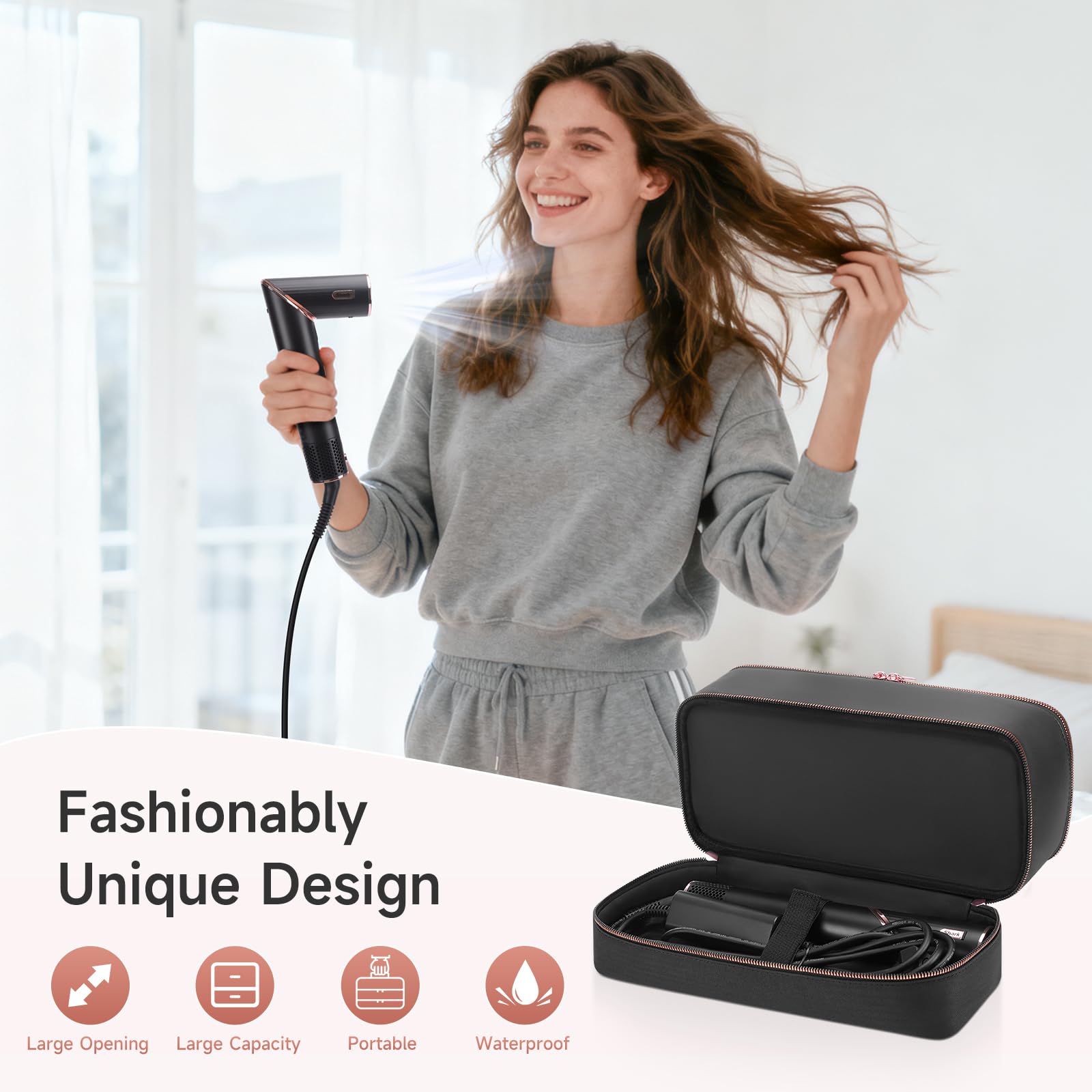 Double-Layer Hair Dryer Travel Case and Hair Tool Storage Organizer