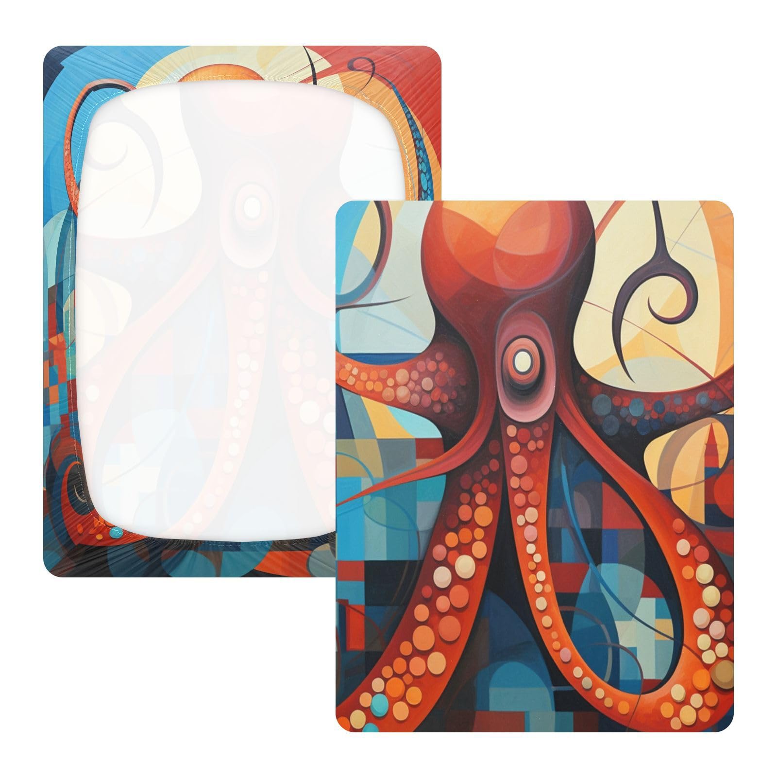 Pulpo Abstracto Rojo Pixel Estilo Sábana de Cuna para Niños Pequeños,Sábanas de Algodón Suave para Bebés Aptas para Colchón Corralito