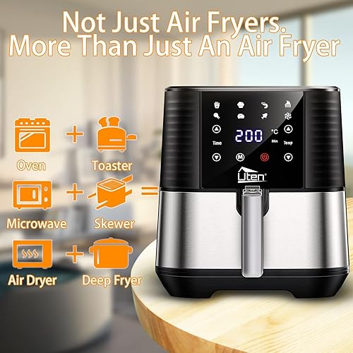 Miniatura 4 de Freidora de aire de 5.5 L, cocina eléctrica sin aceite con pantalla táctil digital LED, cocina caliente Uten 7 en 1, olla antiadherente grande de